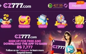 cz777 game mobile interface dashboard